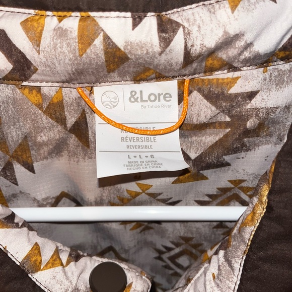 Men's Quilted Brown puffer coat &Lore Size L (will fit like XL) fully reversible - Picture 2 of 5